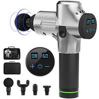 Massage Gun Handheld Percussion Muscle Massager Electric Body Massager for Sore Muscle and Stiffness - Quick Rechargeable Device - Includes 4 Massage Heads (Gray)