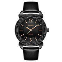 Men Watches,Fxbar Luxury Quartz Sport Military Stainless Steel Dial Leather Band Wrist Watch Business Automatic Watch (A)