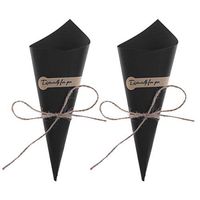 Amosfun 50pcs Flower Cones Bouquet Wrapping Paper Kraft Paper Wedding Confetti Cone (Black)