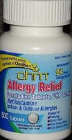 Loratadine usp 10 mg antihistamine allergy relief tablets by OHM - 500 ea