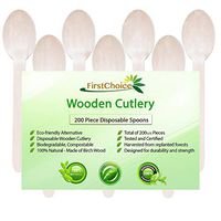 200 Piece Disposable Wooden Spoons - 6 Inch Length Wooden Cutlery