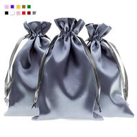 Knitial 5" x 8" Silver Satin Gift Bags, Jewelry Bags, Wedding Favor Drawstring Bags Baby Shower Christmas Gift Bags 50 per Pack
