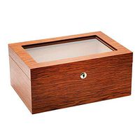 PIPITA Cigar Humidor Desktop Glasstop Wooden Box Travel Humidor for Cigars with Humidifier and Hygrometer Holds 25-50 Cigars (PD088)