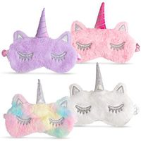 Unicorn Eye Mask For Sleeping Girl Kids, [4 Pack] Cute Soft Plush Rainbow With Horn, Girls and Woman Comfortable Night Blindfolds.