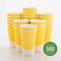 Insulated Paper Coffee Cups - Ripple Wall - Light Yellow - 16 oz - 500ct Box - MATCHING LIDS SOLD SEPARATELY: RWA0360B, RWA0360W, RWA0328LG, RWA0328GR, RWA0328HP, RWA0283W, RWA0283B