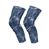 Knee Sleeve Blue Marble Dark Full Leg Brace Compression Long Sleeves Pant Socks for Running, Jogging, Sports, Crossfit, Basketball, Joint Pain Relief, Men and Women 1 Pair