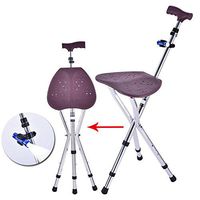 cane LED Light Aluminium Walking Stick Seat with Rubber Ferrule Folding Crutch Stool Adjustable for Arthritis Seniors Disabled and Elderly (Flashlight Detachable) HOJZ