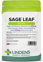 Lindens Sage Leaf 500mg 100 Tablets (Hot Flushes/flashes & Sweats in Menopause)