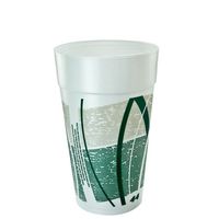Dart 44TJ32E 44 oz Capacity, 7.5" Height, Green and Gray Impulse Stock Print Foam Cup (Case of 300)