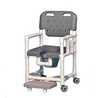 IPU ELT817 P FRLDA Elite Shower Chair Commode with Footrest and Left Drop Arm for use Over existing Toilet, Bedside, and in The Shower (Gray)