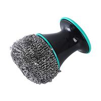 Cngstar Stainless Steel Scourer with Detachable Handle Cast Iron Cleaner Cookware Cleaner Protect Hands Pan Skillet Pot Dish （Green）