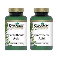 Swanson Pantothenic Acid (Vitamin B-5) Energy Metabolism Nerve Function Support 250 mg 250 Capsules (Caps) (2 Pack)