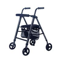 Walkers Elderly Folding Shopping Cart Four-Wheeled Trolley Shopping Cart Height Adjustable Gift (Color : Black, Size : 7858cm)