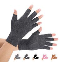 Brace Master 2 Pairs Women Compression Gloves Arthritis Gloves Fingerless Hand Brace Support Warmth for Finger Joint, Relieve Pain from RSI, Carpal Tunnel and Tendonitis (Black, Large)