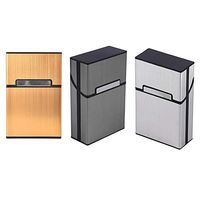 WSERE Set of 3 Men Cigarette Case Crushproof Scratch Resistant Cigarette Hard Case, Gold Silver Gray Storage Case for Cigarettes