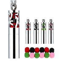 Essential Oil Diffuser Necklace, Stainless Steel Whistle-Shaped Pendant Locket with 10 Reusable Felt Pads