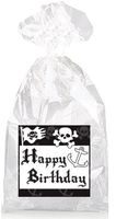 Black and White Pirates and Skulls Happy Birthday Party Favor Bags with Ties - 12pack