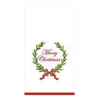 Caspari Merry Christmas Laurel Wreath Paper Guest Towel Napkins, Four Packs of 15