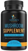Mushroom Supplement with Lions Mane, Reishi, Chaga, Maitake - Daily Immune System and Nootropic Brain Support Formula - Made in USA - Natural Energy and Focus - 60 Capsules