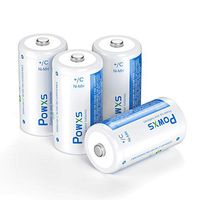 POWXS Rechargeable C Batteries, 5000mAh, Pre-Charged, 1.2V Ni-MH C Cell Batteries - 4 Pack