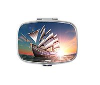 Rectangle Pill Case - Sea sail Boat Custom Fashion Style Pill Box - 2 Compartments Pill Box/Pill case
