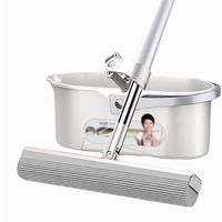 Nfudishpu Sponge Mop,Household Floor Mop with 3×Super Absorbent Sponge Head,Wet and Dry/No Need to Wash Your Hands/Strong Water Absorption/Upright Storage,White