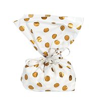 Fun Express - Gold Polka Dot Cello Bags (dz) for Wedding - Party Supplies - Bags - Cellophane Bags - Wedding - 12 Pieces