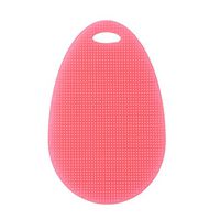 Soft Silicone Sponge Scrubber Kitchen Tool Fruit Dish Washing Cleaning Brush (Red)