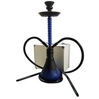 The 24'' Blue Fire Aluminum Hookah Shisha with a Premium Carry Case & 2 Silicone Hose