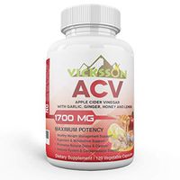 Vicksson Apple Cider Vinegar Pills 1700 mg of ACV with Garlic, Ginger, Lemon & Honey for Weight, Detox, Cleanse, Appetite, Metabolism & Immune Support, Bloating Relief | 120 Capsules