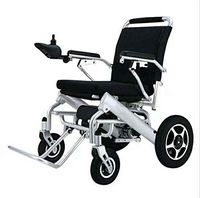 Lightweight Electric Folding Wheelchair,Deluxe Stable Power Compact Powered Travel Wheelchair,360° Joystick,Dual Function Li-Ion Battery,Silver