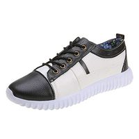 Cenglings Sneakers,Women's Round Toe Leopard Print Lace Up Sports Shoes Plus Size Running Platform Loafers Shoes Sneakers(Beige,35)