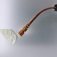 Native American with Full Headdress 3/4 Bend Meerschaum Churchwarden Pipe