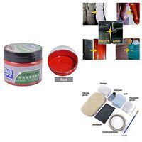 Leather Restoration Cream,Colored Leather Repair Kit,Leather Repair Fluid for Auto Seat Sofa Coat Holes Scratch Cracks Rips Furniture,Handbag,Jacket Restorer,Leather Refurbishing Cleaner(50g) (Red)