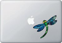 Yadda-Yadda Design Co. Dragonfly Design 3 - Stained Glass Style - Vinyl Decal for Laptop | MacBook | Tablet | Trackpad - Copyright (Size and Color Choices) (Medium 5" w x 4.8" h) (Blue)