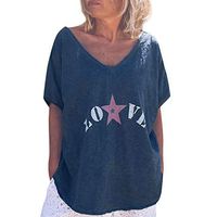 Kiminana Casual Blouse,Love Women's Summer Sleeveless V-Neck Letter Print T-Shirt Top Navy