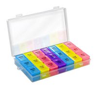 Pill Organizer Box Weekly Case, Medicine Organizer, Vitamin Organizer, Reminder Daily Am PM, Day Night Compartments 7 days (6018)