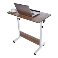US Fast Shipment Quaanti Adjustable Side Table Mobile Laptop Computer Desk Cart for Bed Sofa,Can Be Lifted and Folded Breakfast TV Tray Snack Stand Coffee End Table Overbed Table with Wheel (Yellow)