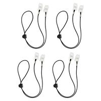 D DOLITY 4 Pcs Bib Clips Napkin Holder Chain Long Lanyard Neck Strap Napkin Clip Towel Apron Bibs Chain for Elderly Adult - Black