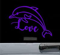 JS Artworks Dolphin Love Vinyl Decal Sticker (Purple)
