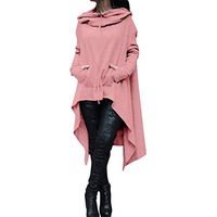 Howstar Womens Irregular Tunic Sweatshirts Dress Long Pullover Hoodie with Pocket (M, Pink)