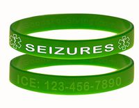 Custom Seizures ID Bracelet Wristbands - 2 Pack - Green - 7 Inches - Youth