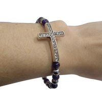 Magnetic Bangle Bracelet with Side Ways Cross Purple