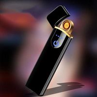 New Upgraded Lighter USB Rechargeable Electric Lighter Plasma Lighter Windproof Slim Portable Lighter with Battery Display Smart Fingerprint Sensor Double Side Ignition