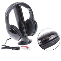 Wireless Headphones 6+ Functions Black with Built in Microphone in Transmitter