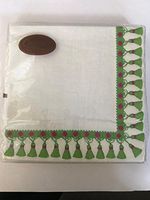 Caspari Tassel Trim Green Fringe & White Lunch Paper Napkins 20 in a package
