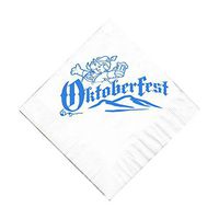 25 White Oktoberfest Beverage Paper Cocktail Napkins with a Turquoise Color Oktoberfest Brewmeister Logo