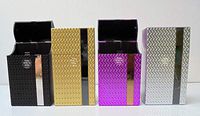 4 Plastic Cigarette Cases, Push Open, Metal Design with Mirror, Holds 1 Pack of 100's Cigarettes, SKU 3117M25-4