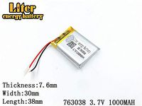 3.7V 1000mAh 763038 Lithium Polymer Ion Rechargeable Battery Lithium Polymer Li-Po Battery for MP4 GPS MP3 Bluetooth Stereo DIY Gift
