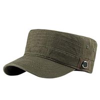Meidexian888 Solid Brim Flat Top Cadet Caps Adjustable Corps Vintage Flat Top Hats (Army Green)